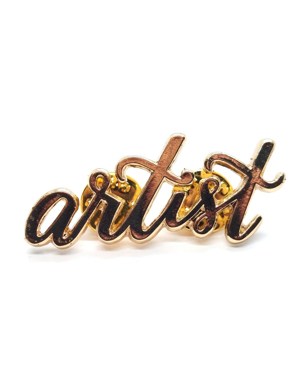 Gold Tone Artist Word Pin Creative Expression Statement Retro Script Gift